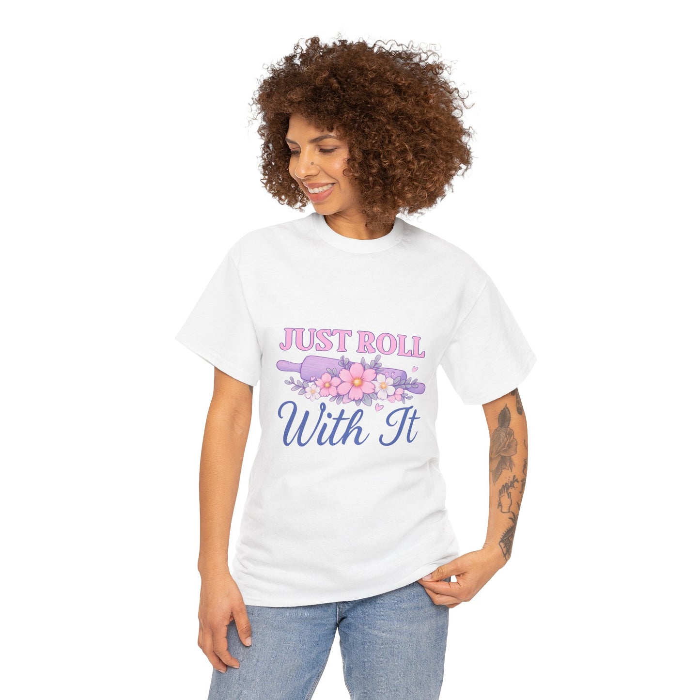 Floral Tee 'Just Roll With It'