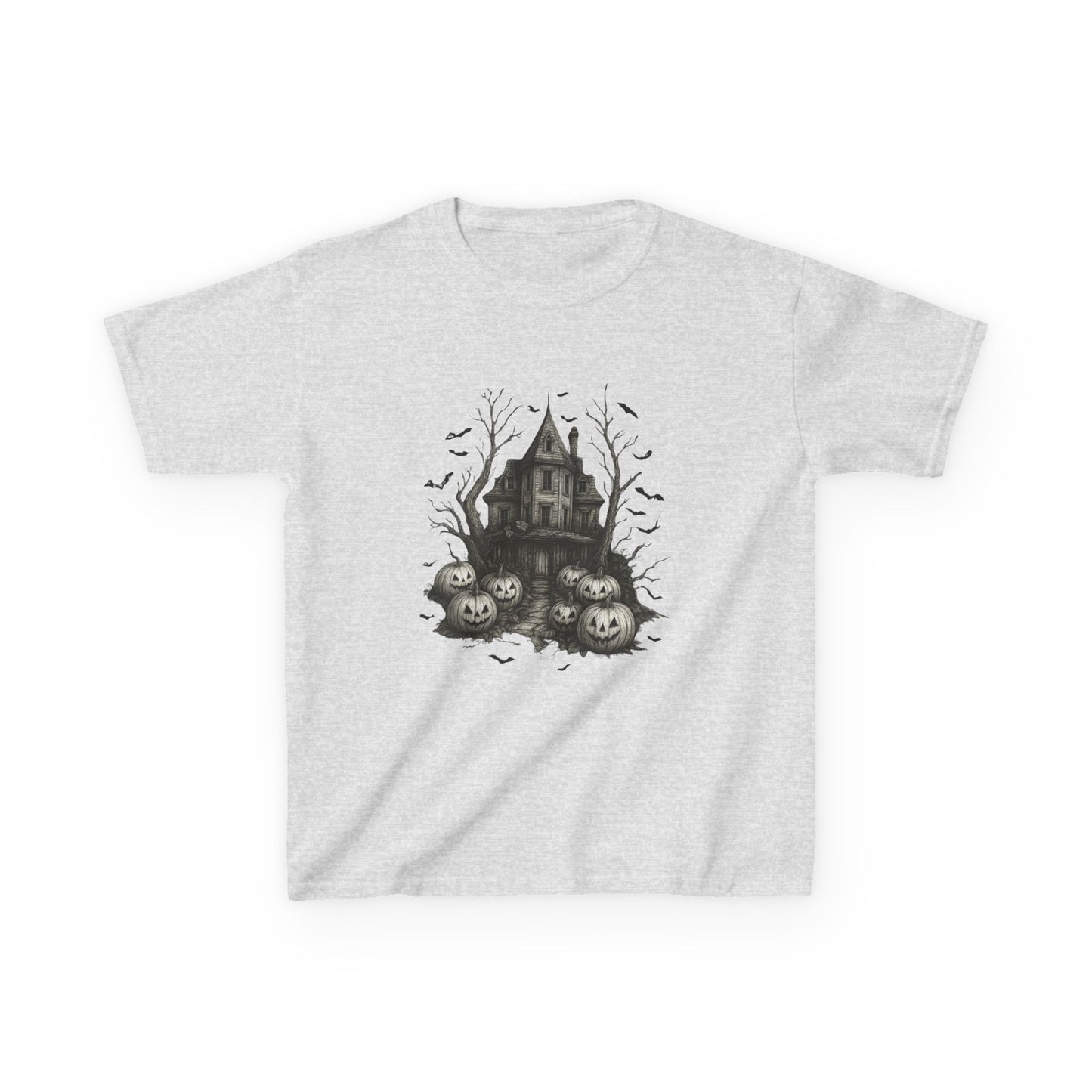 Spooky Haunted House Dino Tee - Halloween Kids Shirt
