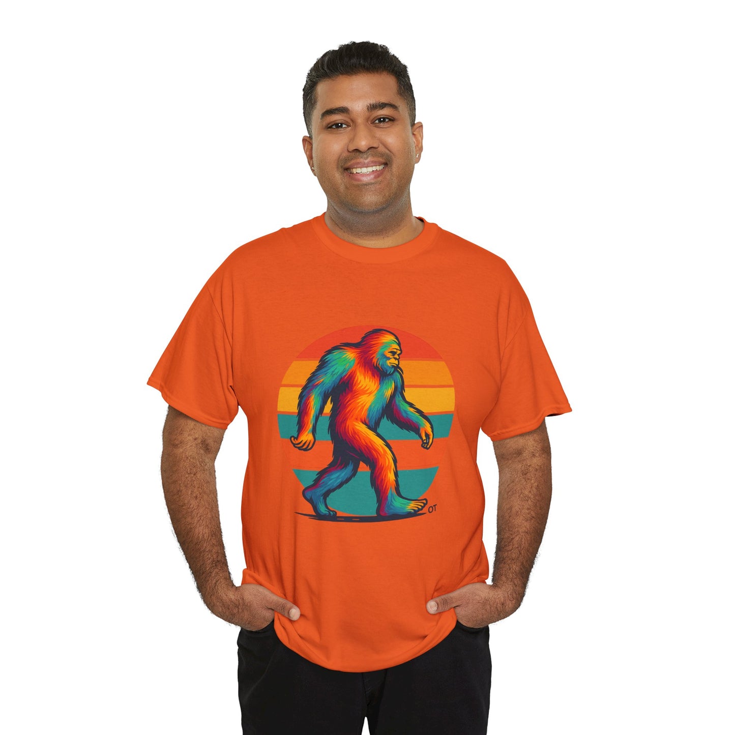 Colorful Bigfoot Unisex T-Shirt, Fun Graphic Tee for Nature Lovers, Perfect for Holidays, Festivals, Camping, Gifts