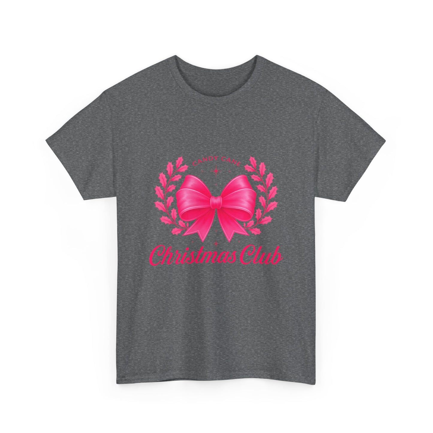 Christmas Tee with Pink Bow and Candy Cane Christmas Club Text