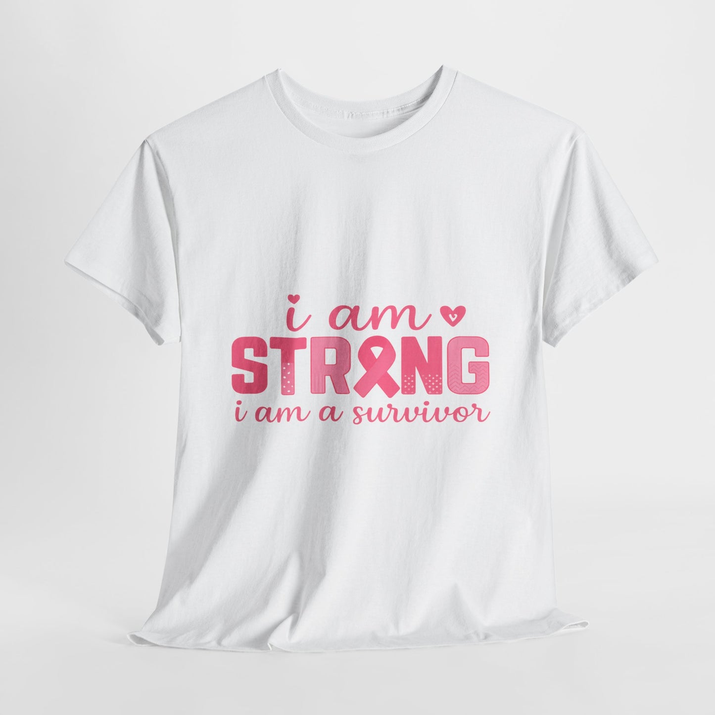I AM STRONG - Pink Ribbon Breast Cancer Awareness Tee