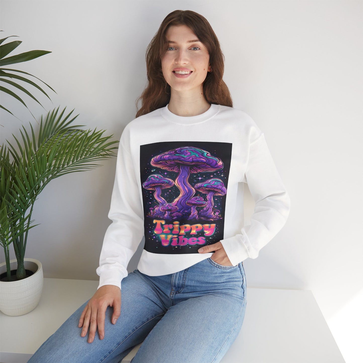 Trippy Mushroom Creepy Clown Raccoon Halloween Sweatshirt