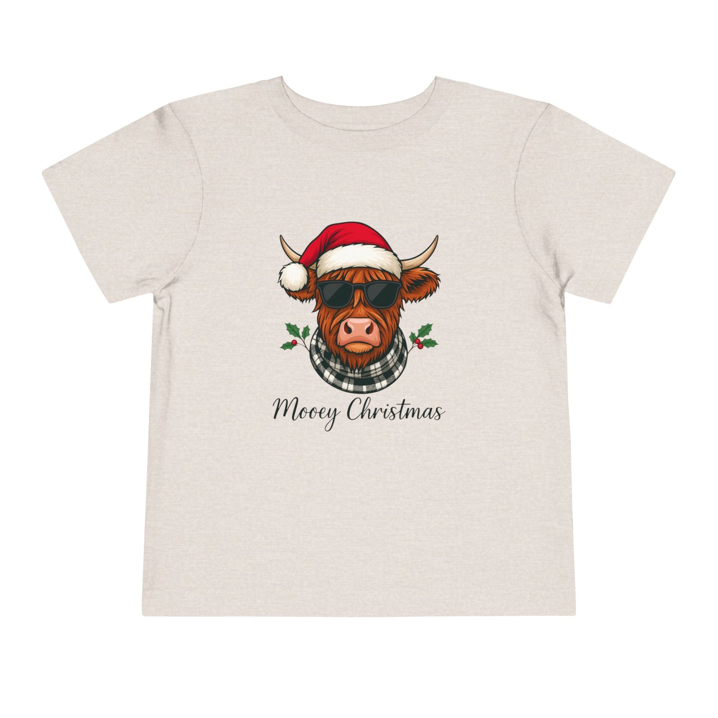 Mooey Christmas Highland Cow Toddler Tee