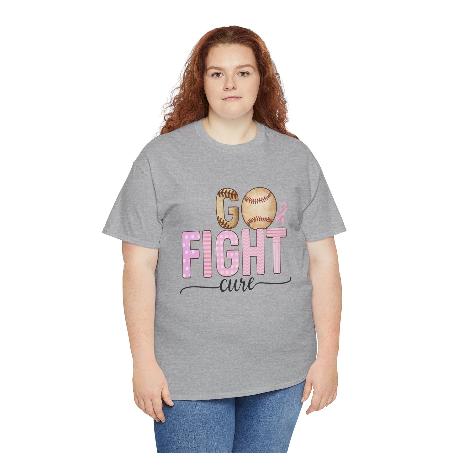 Go Fight Cure Baseball Pink Ribbon Awareness Tee