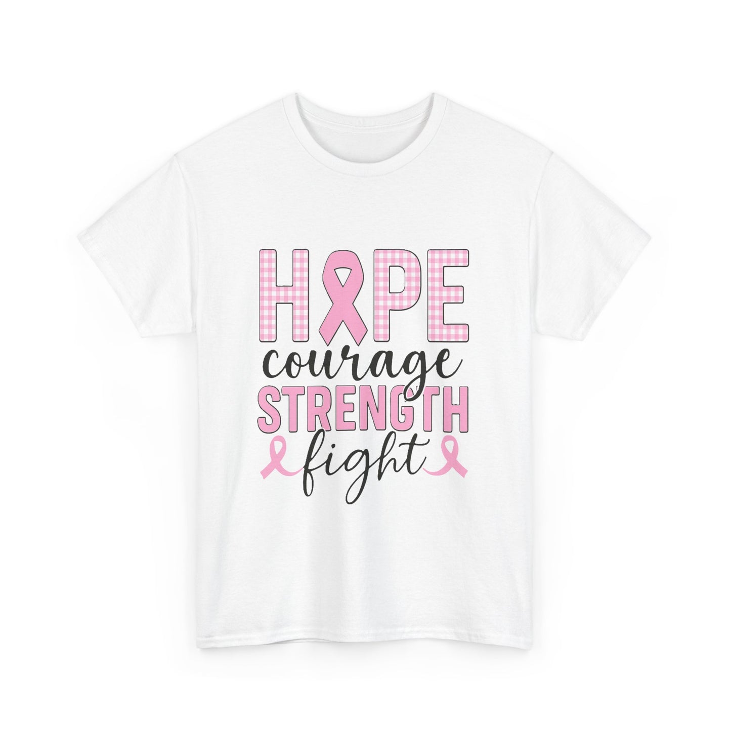 Hope, Courage & Strength Pink Ribbon Awareness Tee