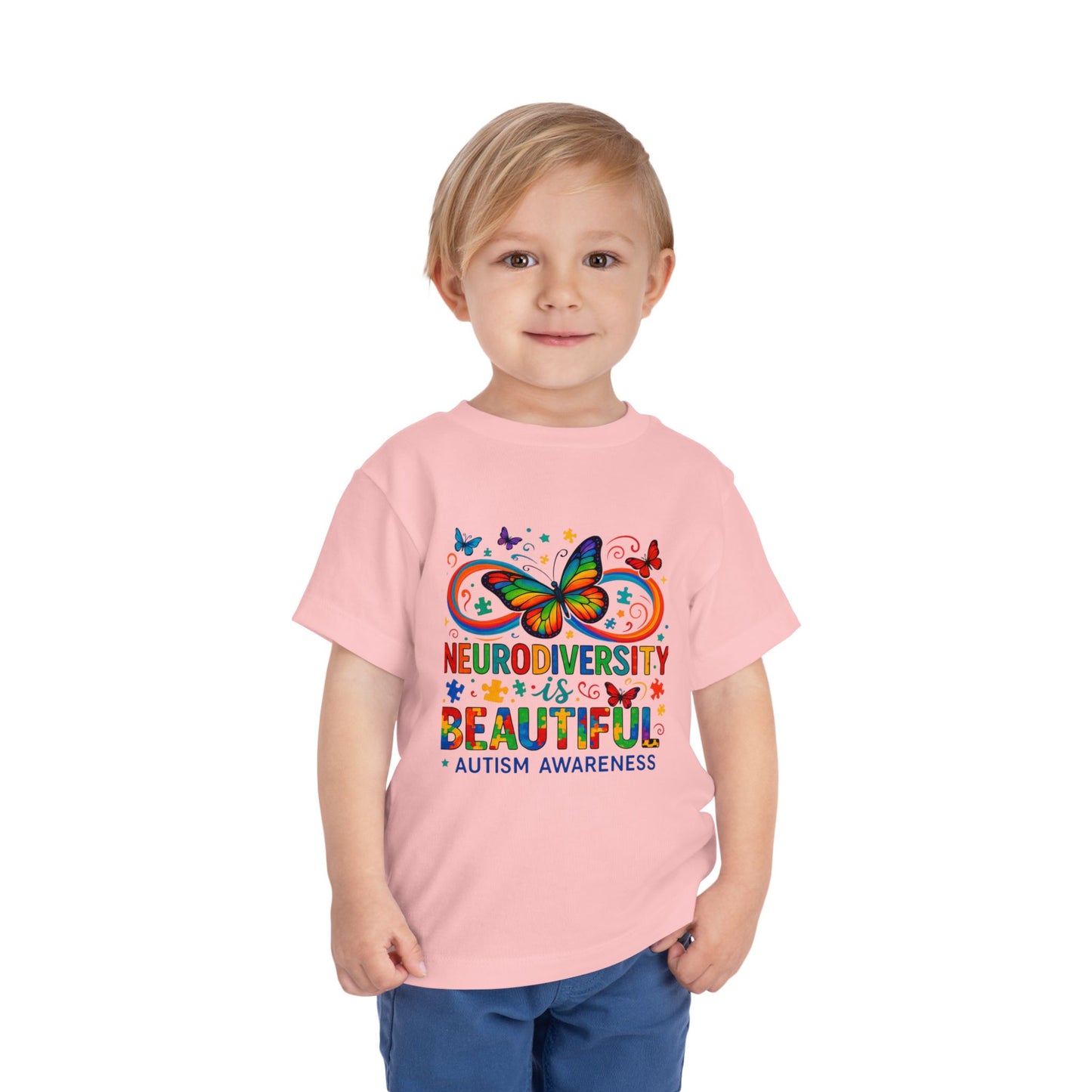 Toddler Tee - Neurodiversity is Beautiful Butterfly Rainbow Puzzle Piece Tee