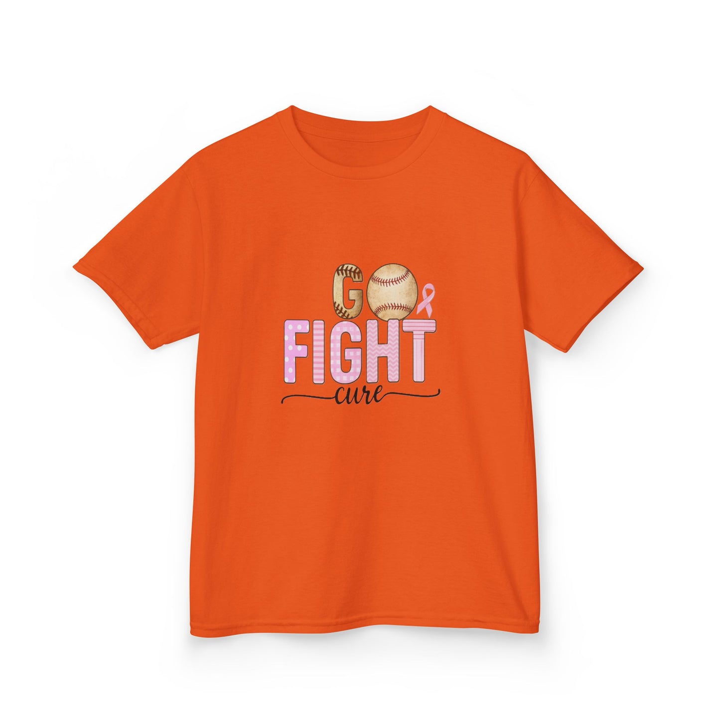 Go Fight Cure Baseball Pink Ribbon Kids Christmas Tee