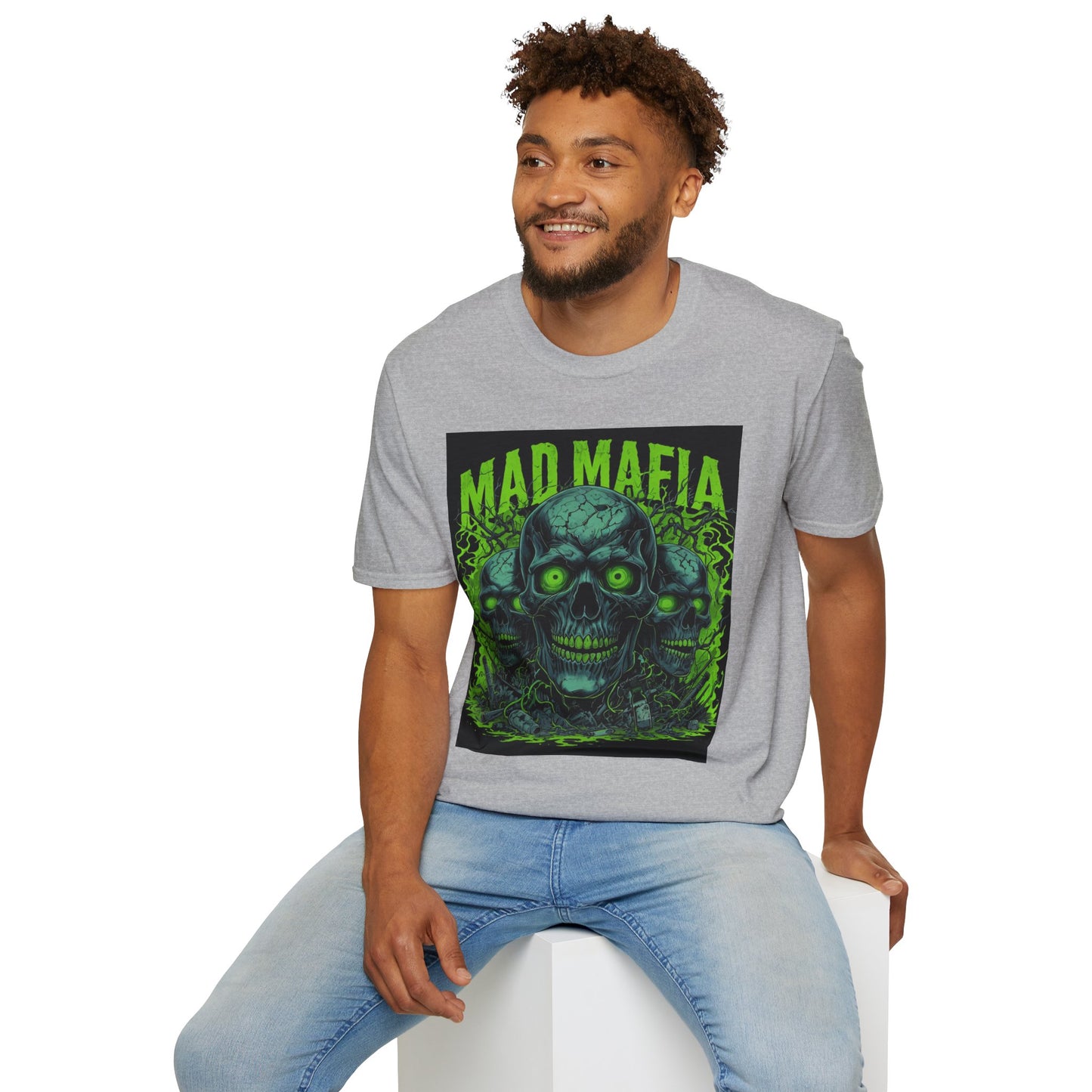 Mad Mafia Unisex Softstyle T-Shirt | Edgy Graphic Tee for Casual Wear, Gift for Halloween, Party, or Everyday Style