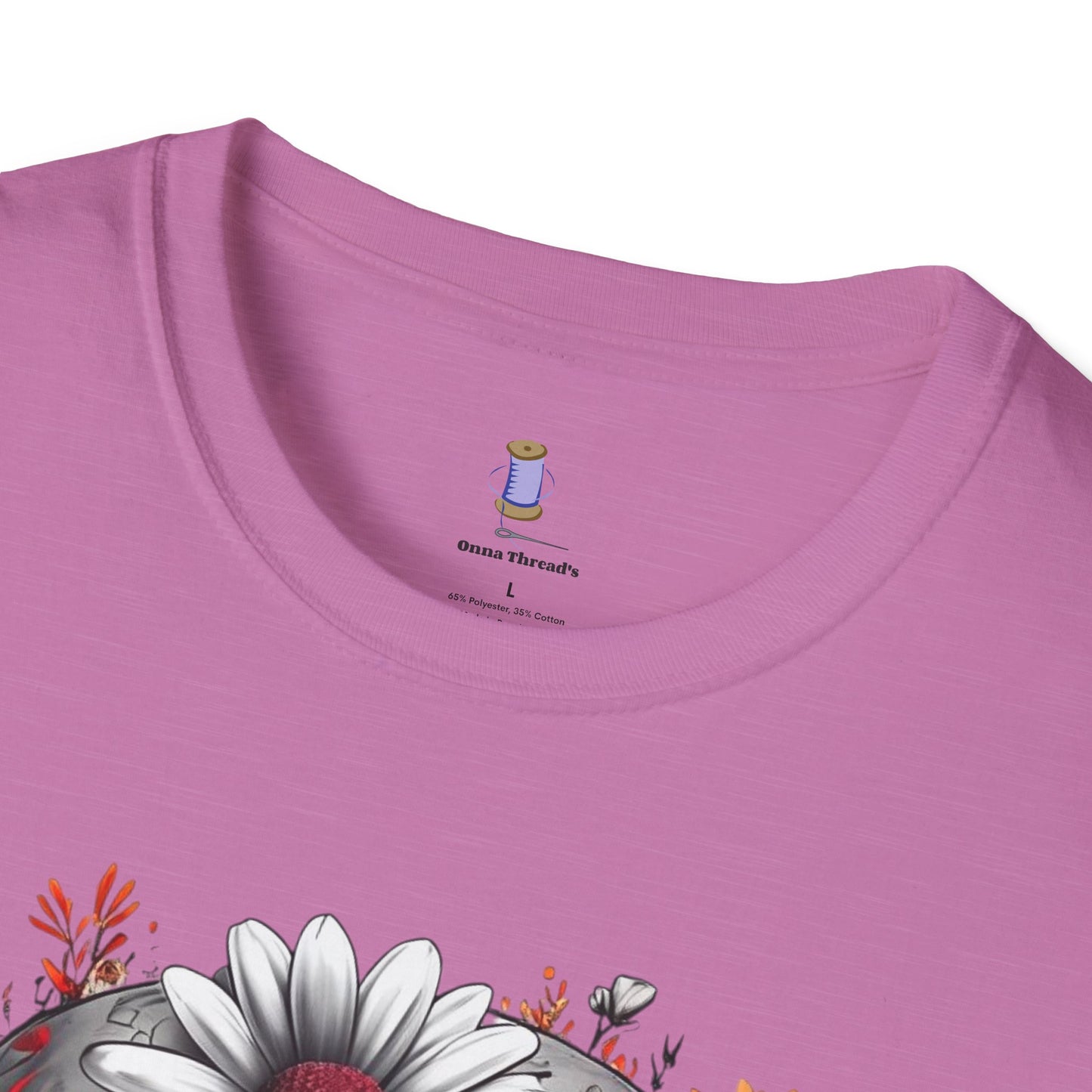 Skull & Flower Graphic T-Shirt, Unisex Casual Tee, Edgy Fashion Wear, Festival Outfit, Gift for Halloween & Day of the Dead