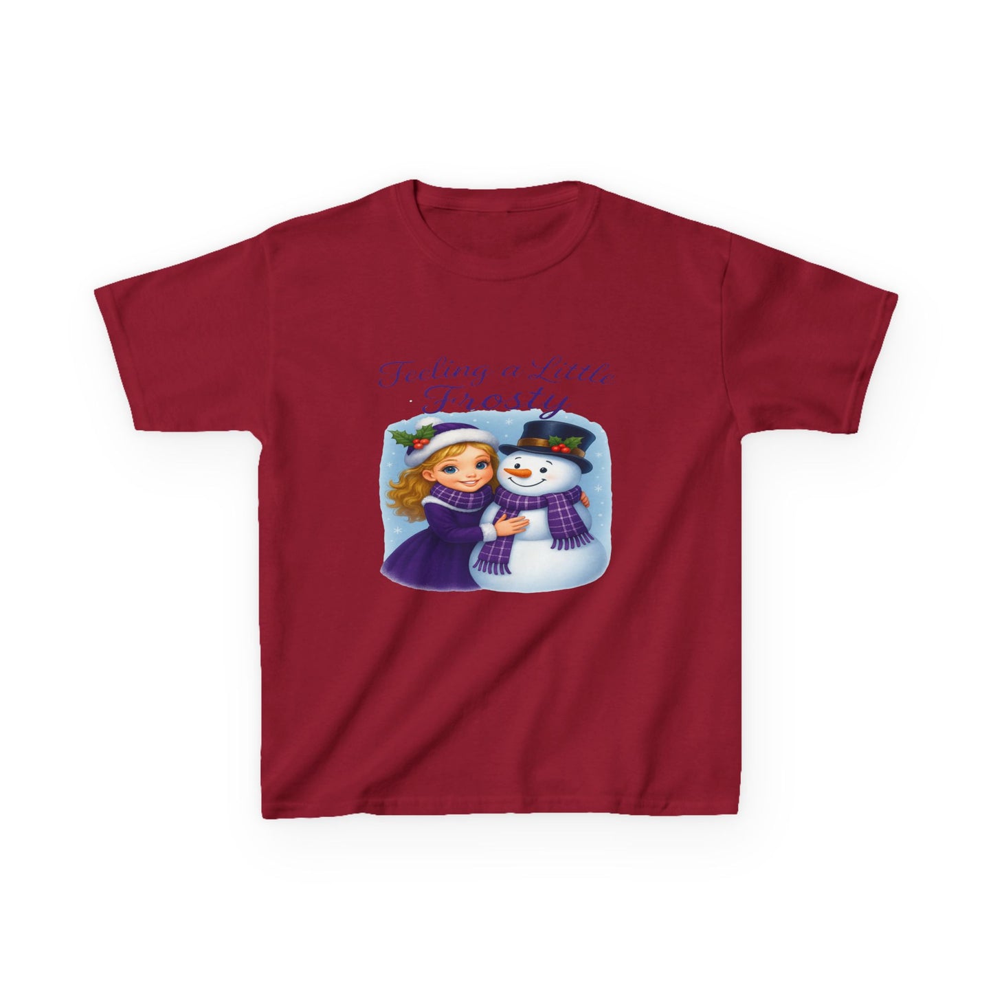 Feeling Frosty Girl & Snowman Christmas Kids Tee