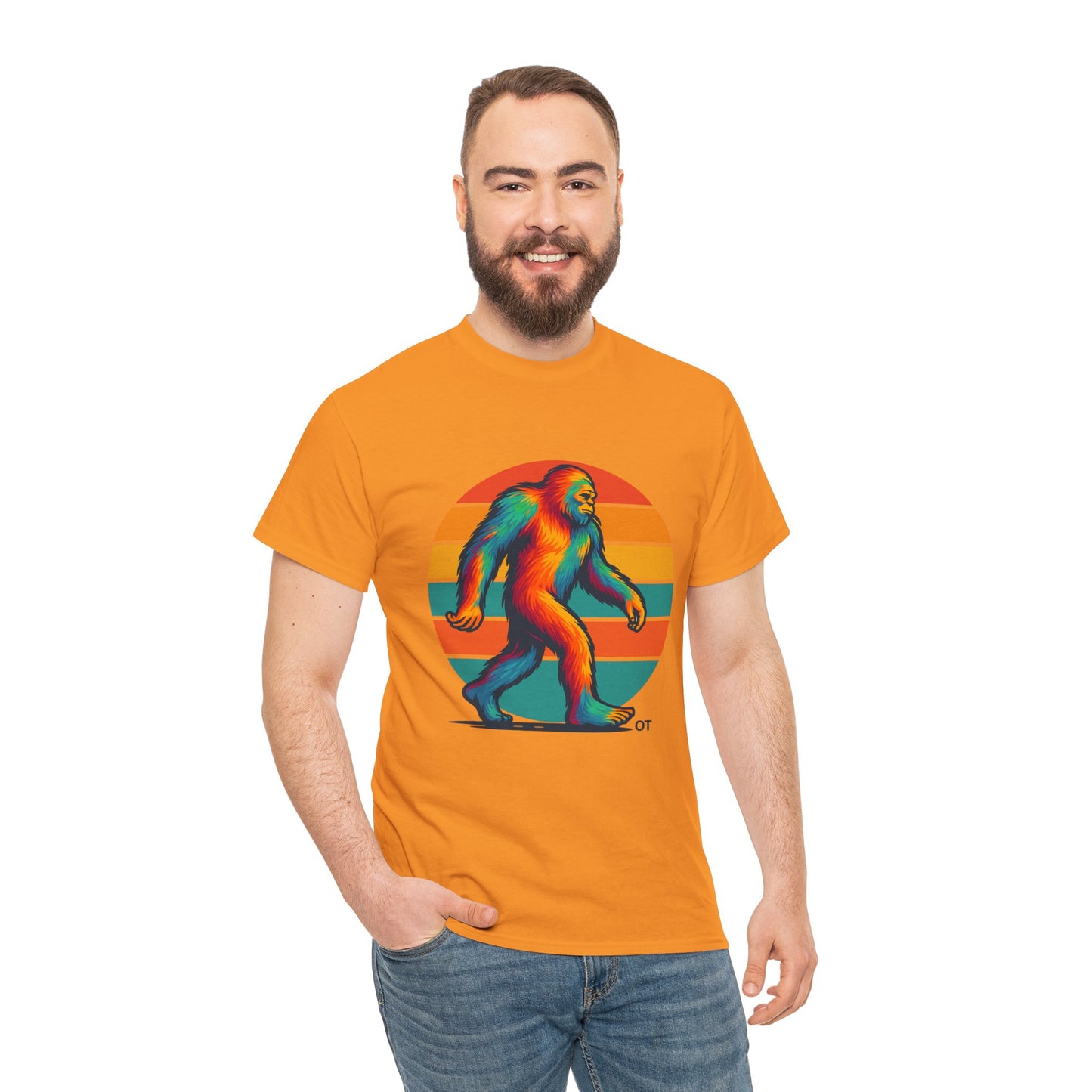 Colorful Bigfoot Unisex T-Shirt, Fun Graphic Tee for Nature Lovers, Perfect for Holidays, Festivals, Camping, Gifts
