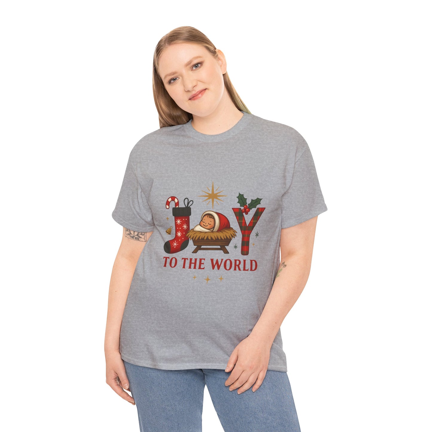 Christmas Joy Unisex Tee with Baby Jesus Illustration