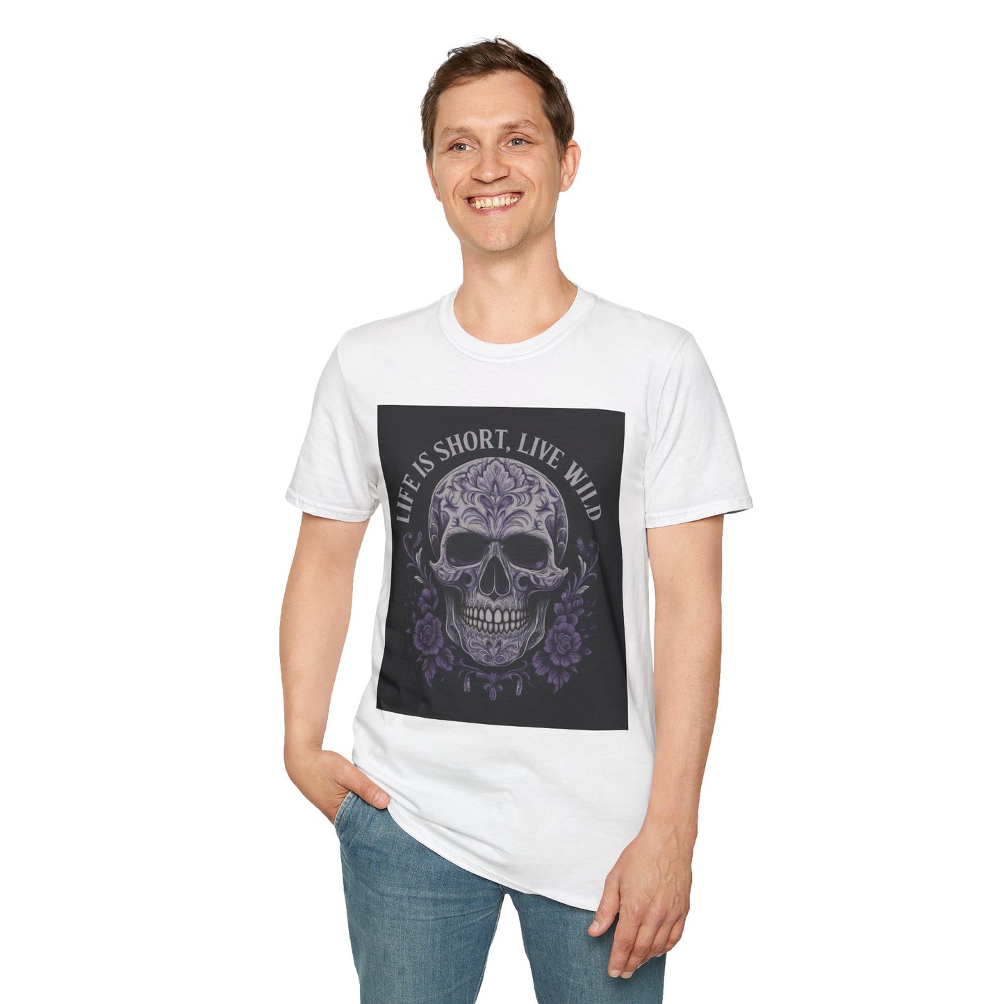 Skull Graphic T-Shirt: Live Wild, Unisex Style for Everyday Wear, Casual Outfit, Gift for Friends, Music Festivals, Halloween