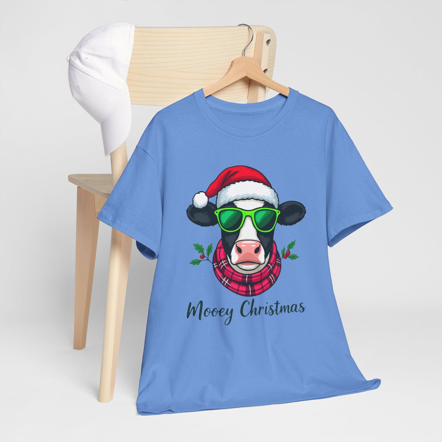 Moovey Christmas Cow Tee - Pink Plaid Scarf & Sunglasses