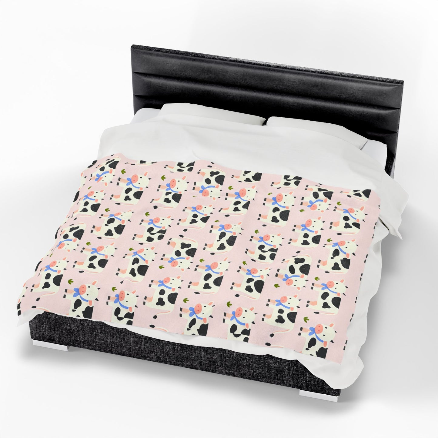 Cow Print Velveteen Plush Blanket, Cute Baby Throw, Nursery Decor, Cozy Gift, Kid’s Room