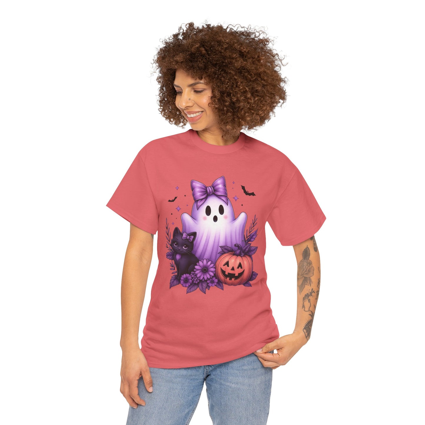 Pastel Halloween Ghost Cat Tee