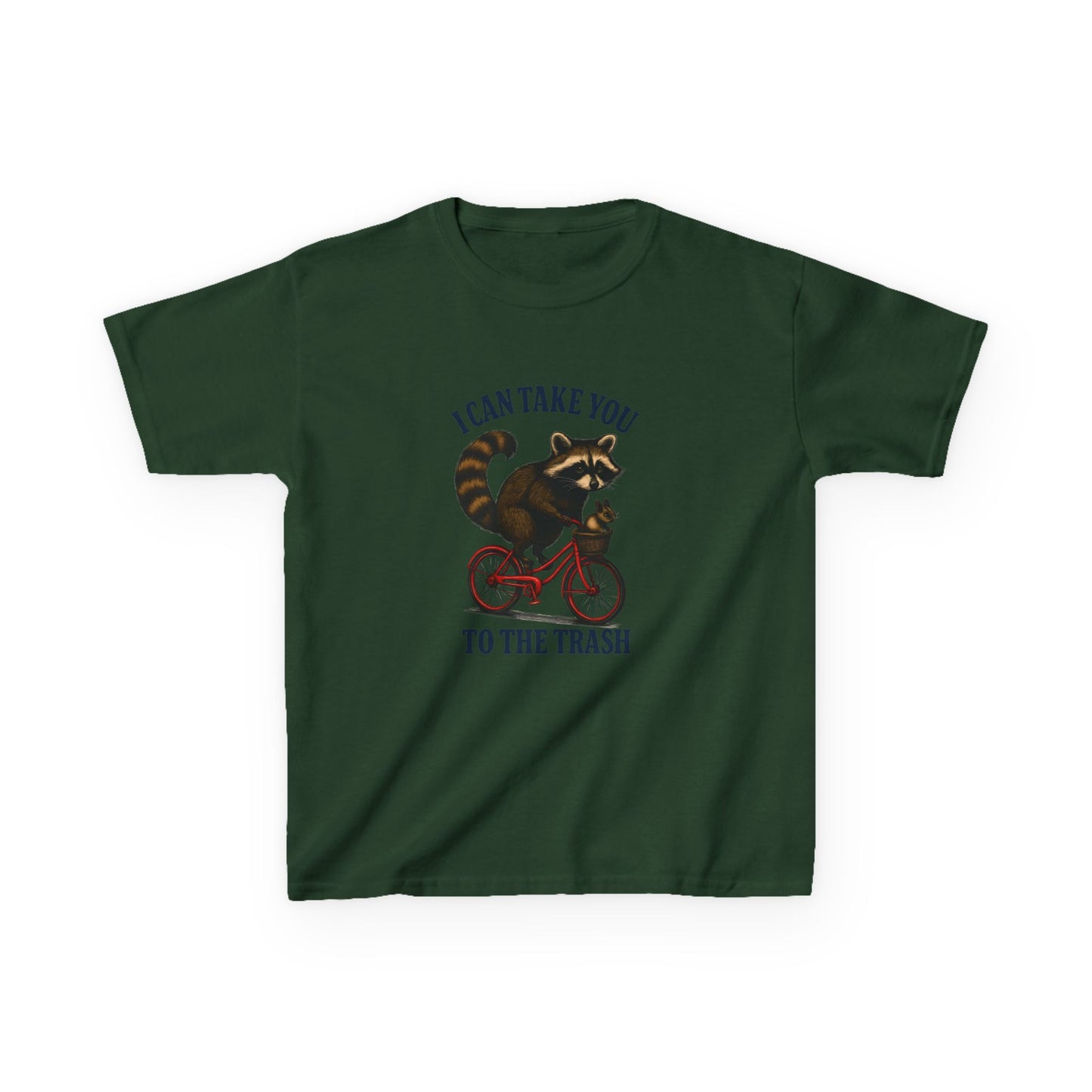 Raccoon Trash Ride Christmas Kids Tee