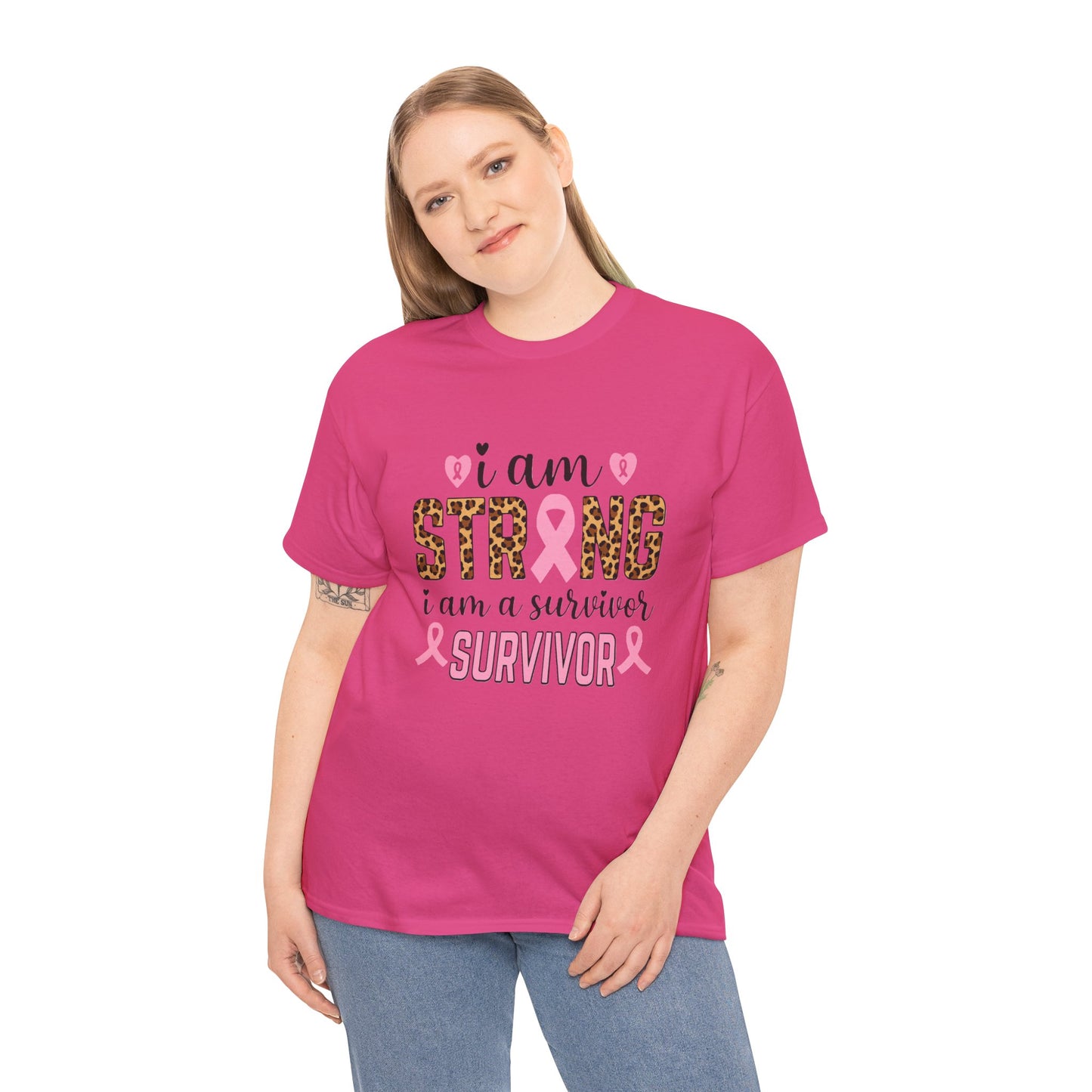 Strong Survivor Leopard Print Breast Cancer Tee