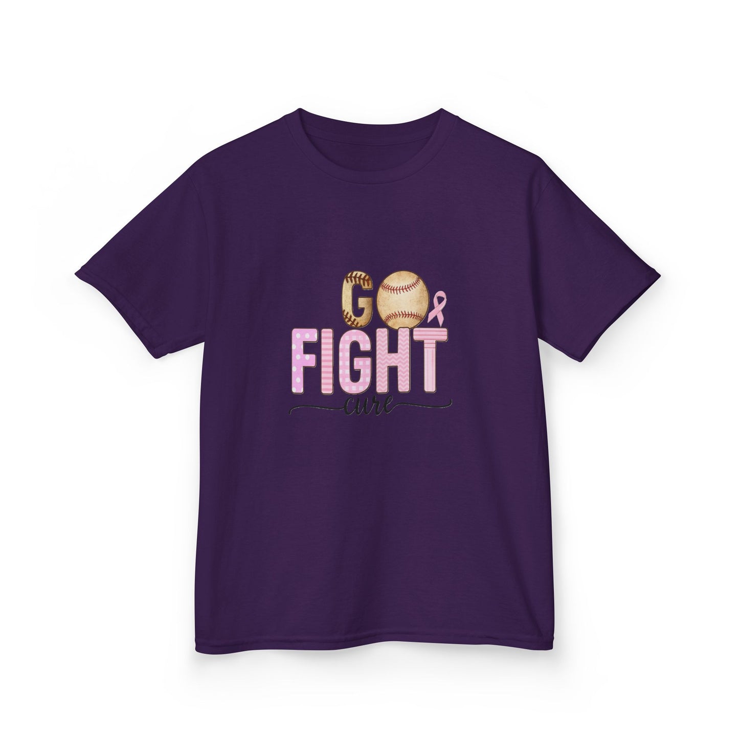 Go Fight Cure Baseball Pink Ribbon Kids Christmas Tee