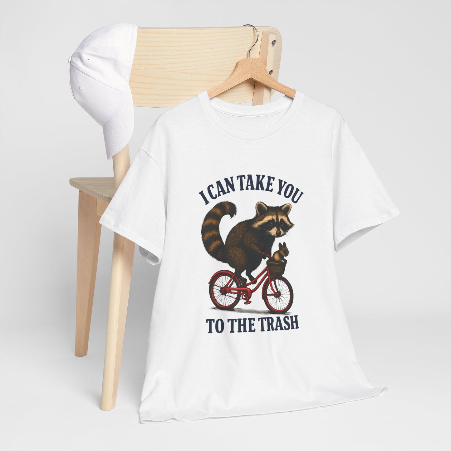 Cotton Tee Vintage Raccoon Bicycle Graphic Shirt