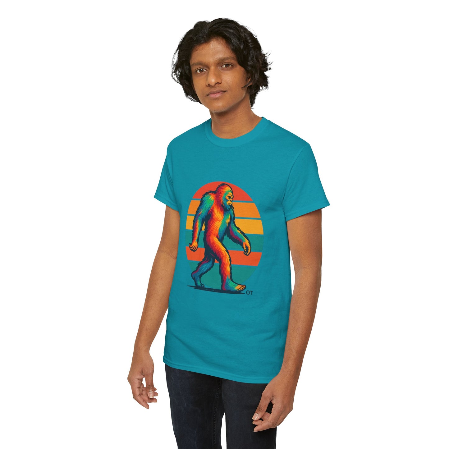 Colorful Bigfoot Unisex T-Shirt, Fun Graphic Tee for Nature Lovers, Perfect for Holidays, Festivals, Camping, Gifts