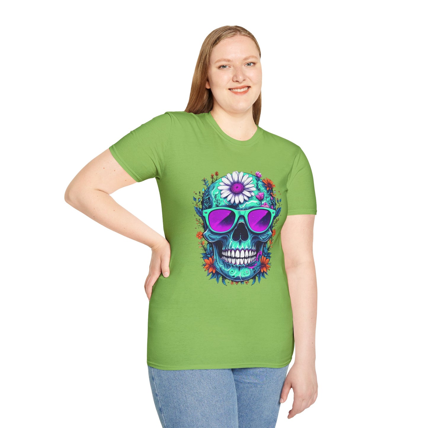 Vibrant Skull Graphic Tee, Edgy Unisex T-Shirt, Festival Wear, Vintage Inspired Tops, Halloween Must-Have, Cool Casual Style