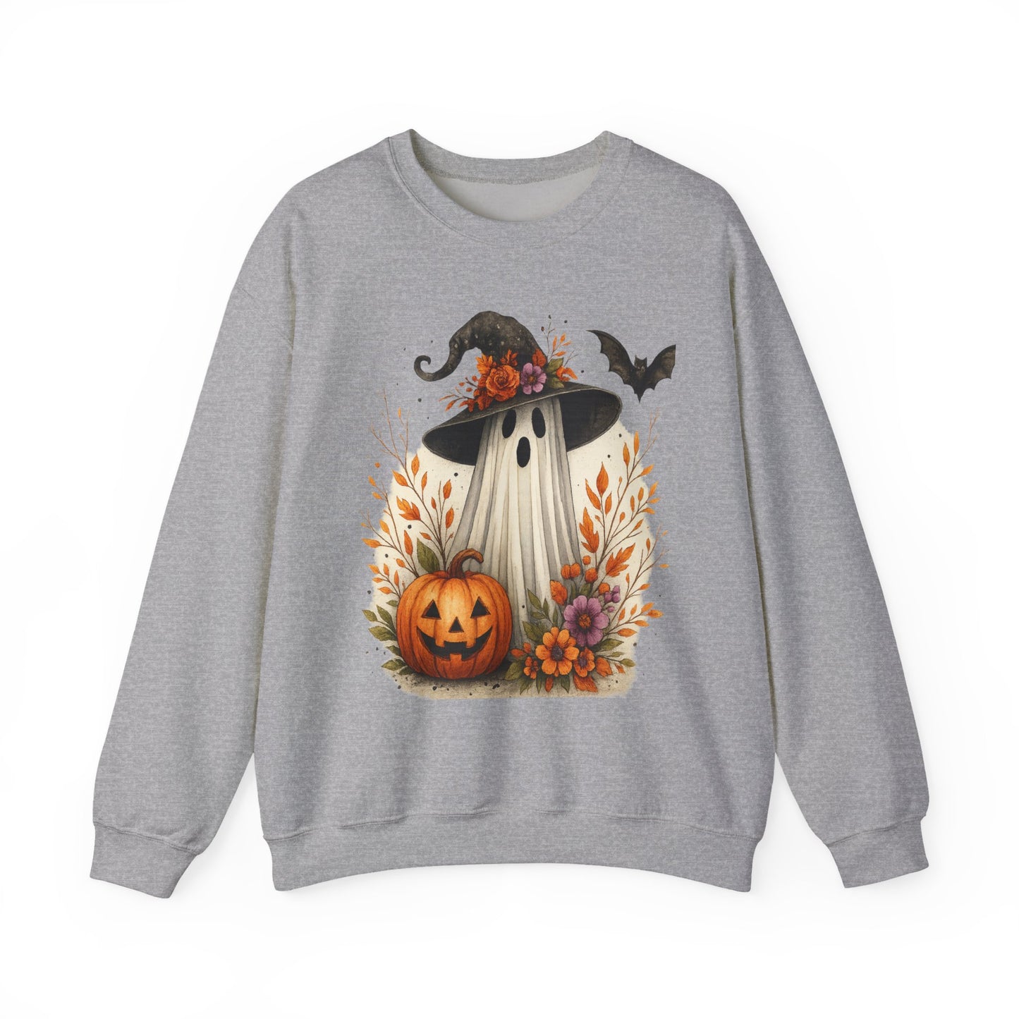 Halloween Ghost Crewneck Sweatshirt, Cozy Fall Apparel, Cute Ghost Design, Pumpkin Sweatshirt, Unisex Halloween Gift