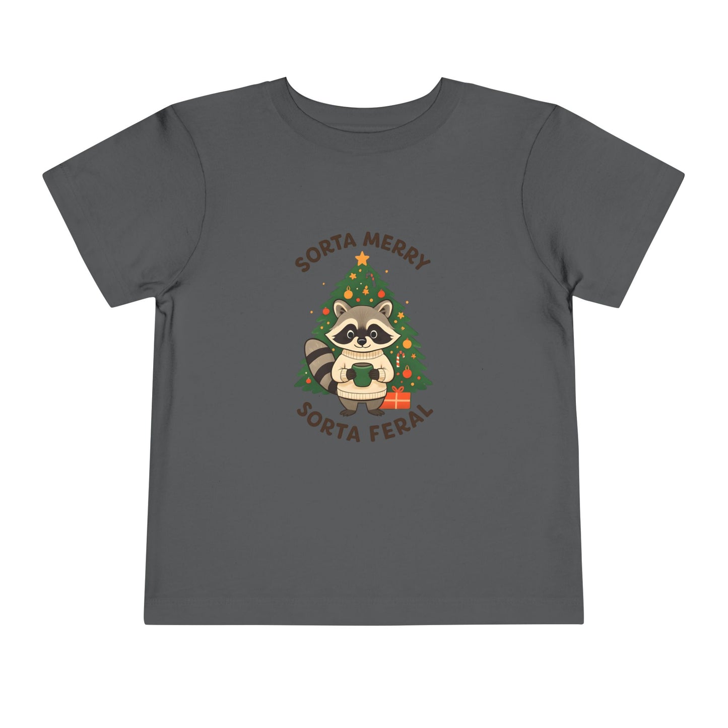 Sorta Merry Sorta Feral Raccoon Toddler Christmas Tee