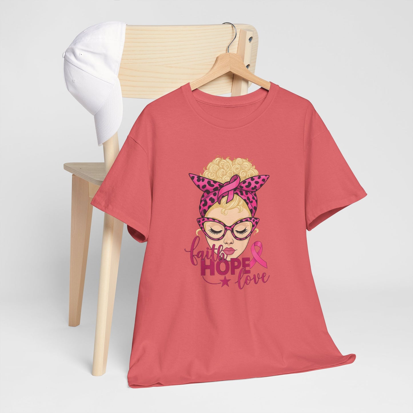 Hope Love Pink Ribbon Tee - Breast Cancer Awareness