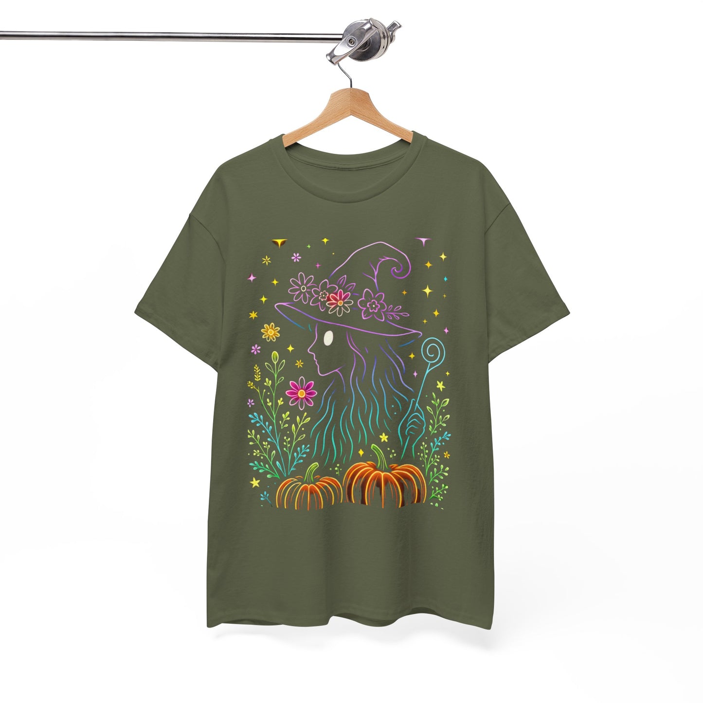 🌙 Whimsical Witch Cat Tee – Magical Halloween Pumpkin Shirt