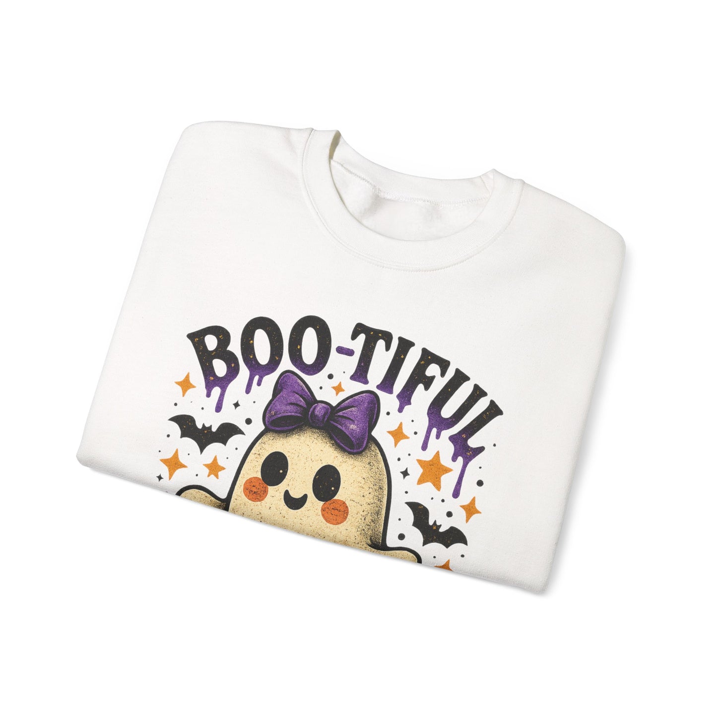 Boo-tiful Ghost Halloween Sweatshirt - Retro Fall Apparel
