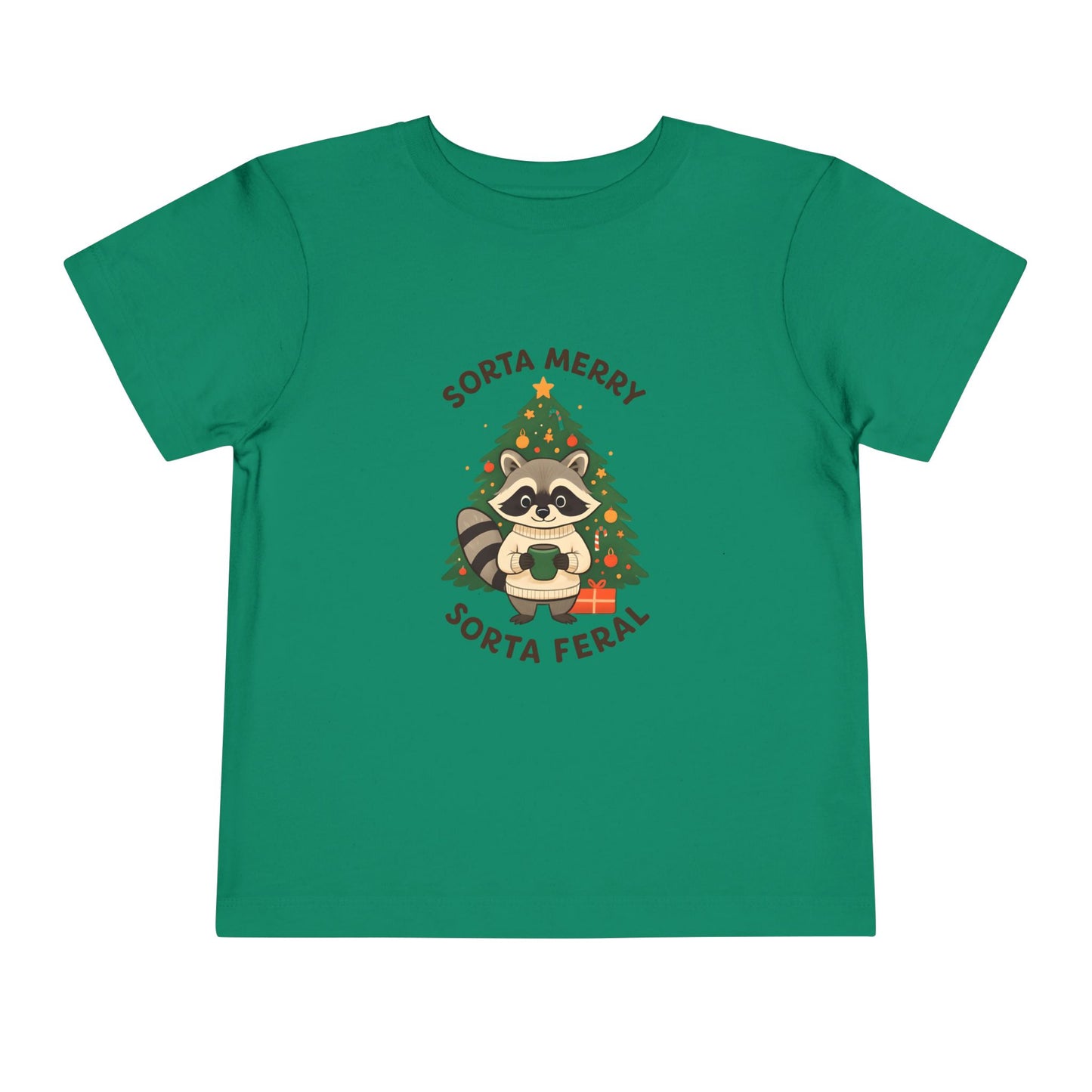 Sorta Merry Sorta Feral Raccoon Toddler Christmas Tee