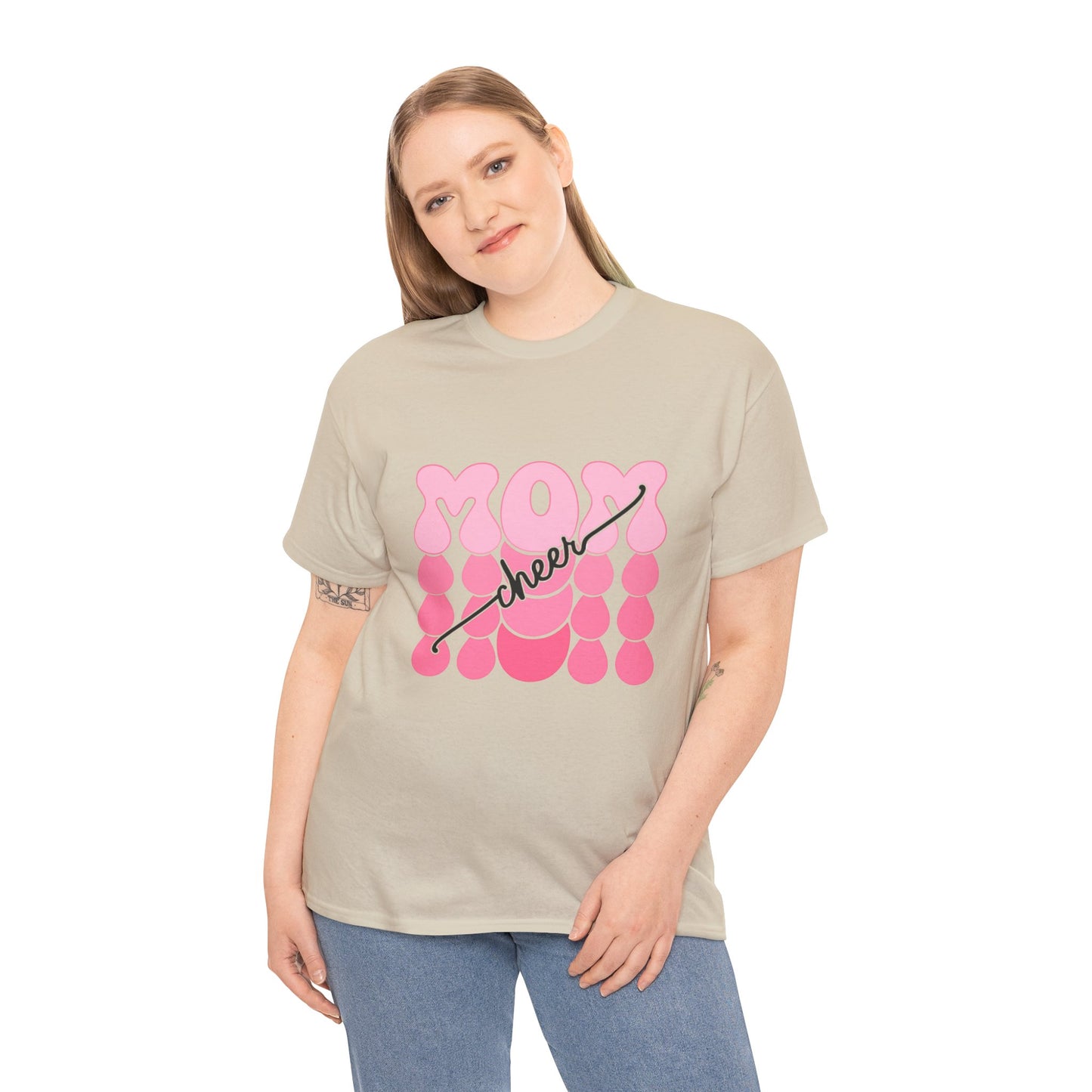 MOM Cheer – Pink Bubble Letter Spirit Tee
