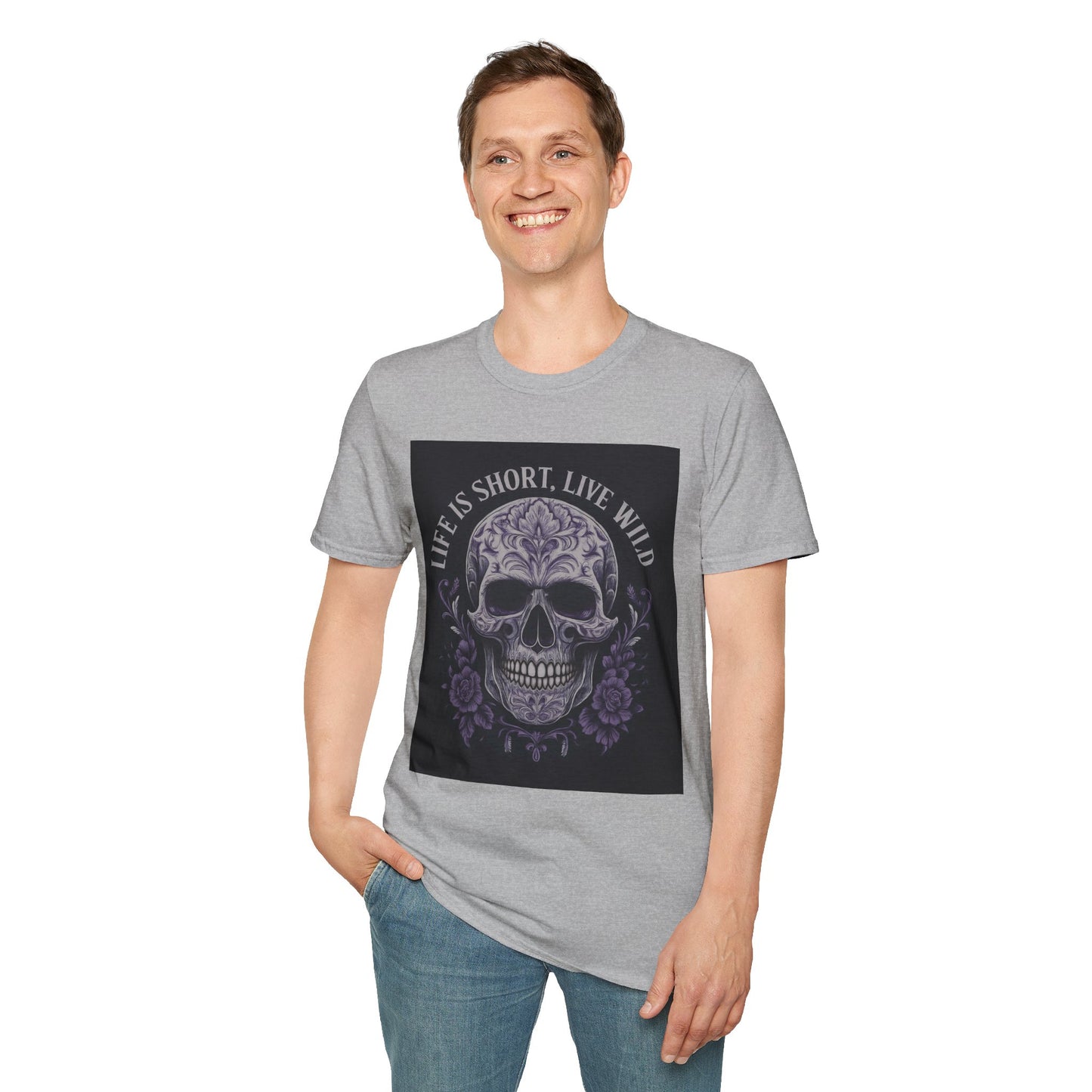 Skull Graphic T-Shirt: Live Wild, Unisex Style for Everyday Wear, Casual Outfit, Gift for Friends, Music Festivals, Halloween
