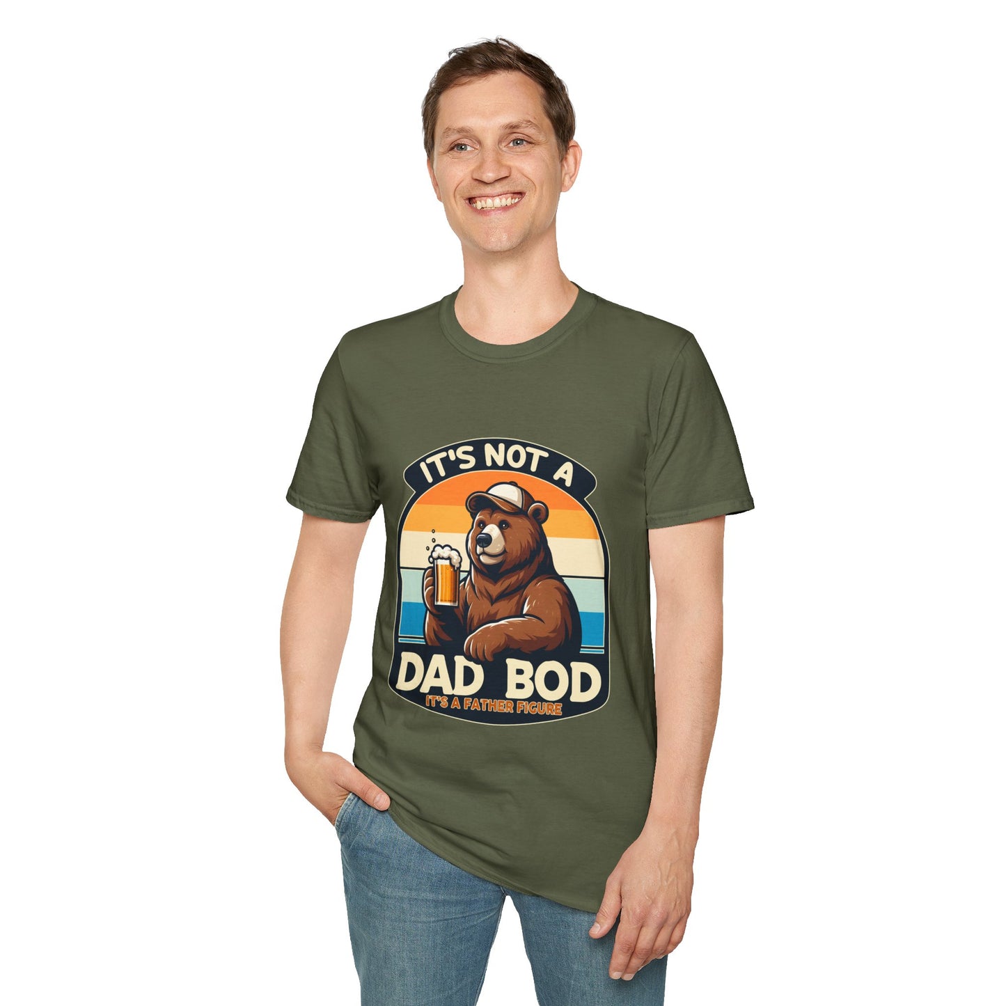 Unisex Bear Dad Bod T-Shirt, Funny Gift for Fathers, Casual Wear for Dads, Summer Tee, Gift for Father's Day, Relaxed Fit Tee