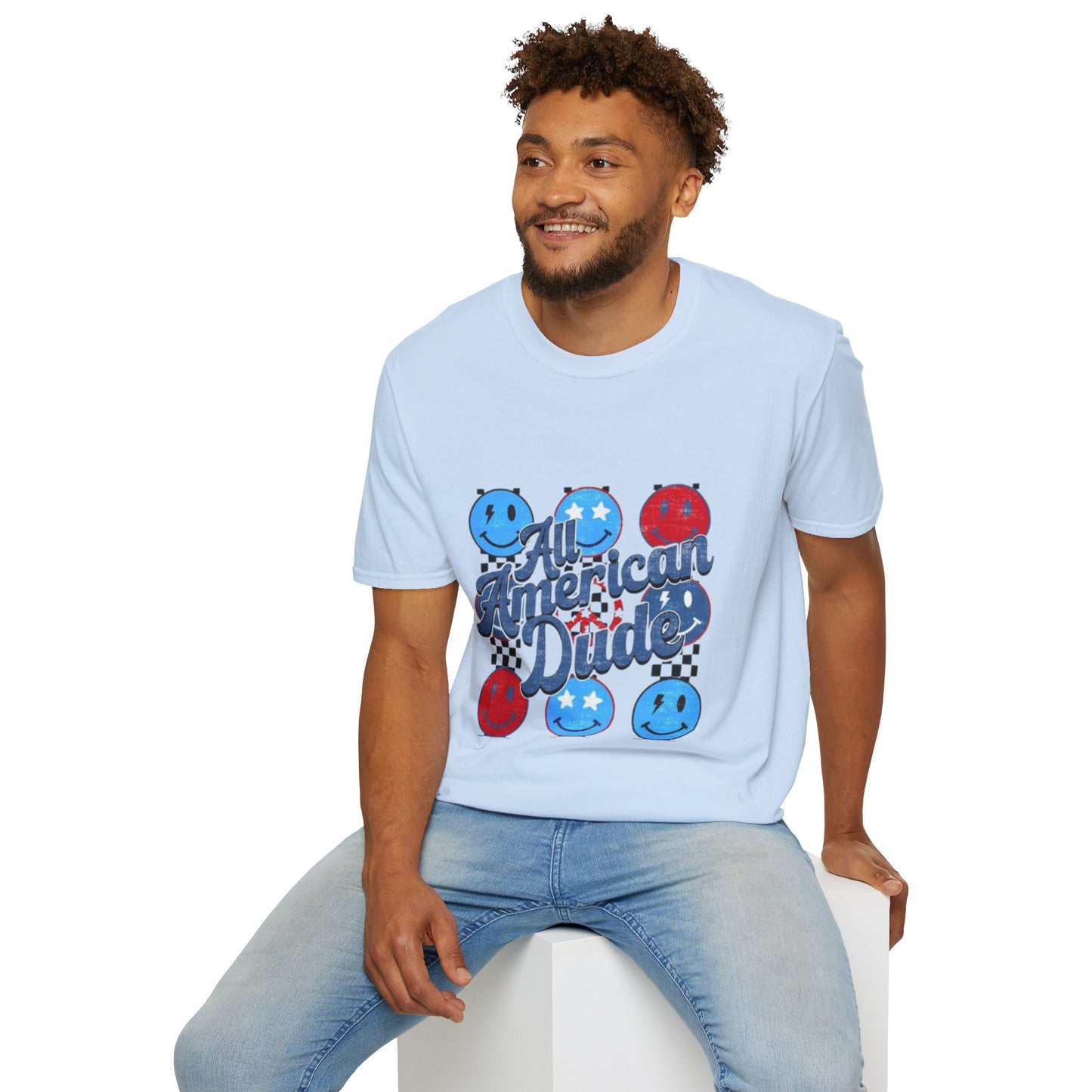 All American Dude Unisex T-Shirt, Patriotic Tee, Summer Fashion, Gift for Him, July 4th Celebration, Casual Wear