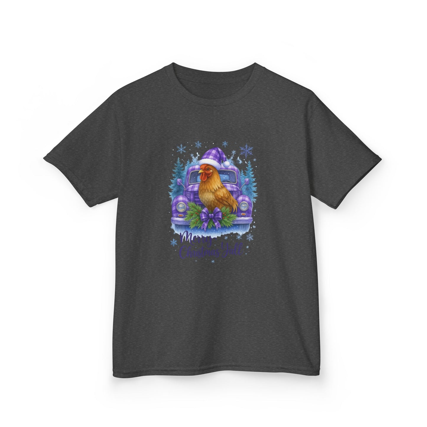 Merry Christmas Y'all Chicken Truck Tee - Kids Holiday Shirt