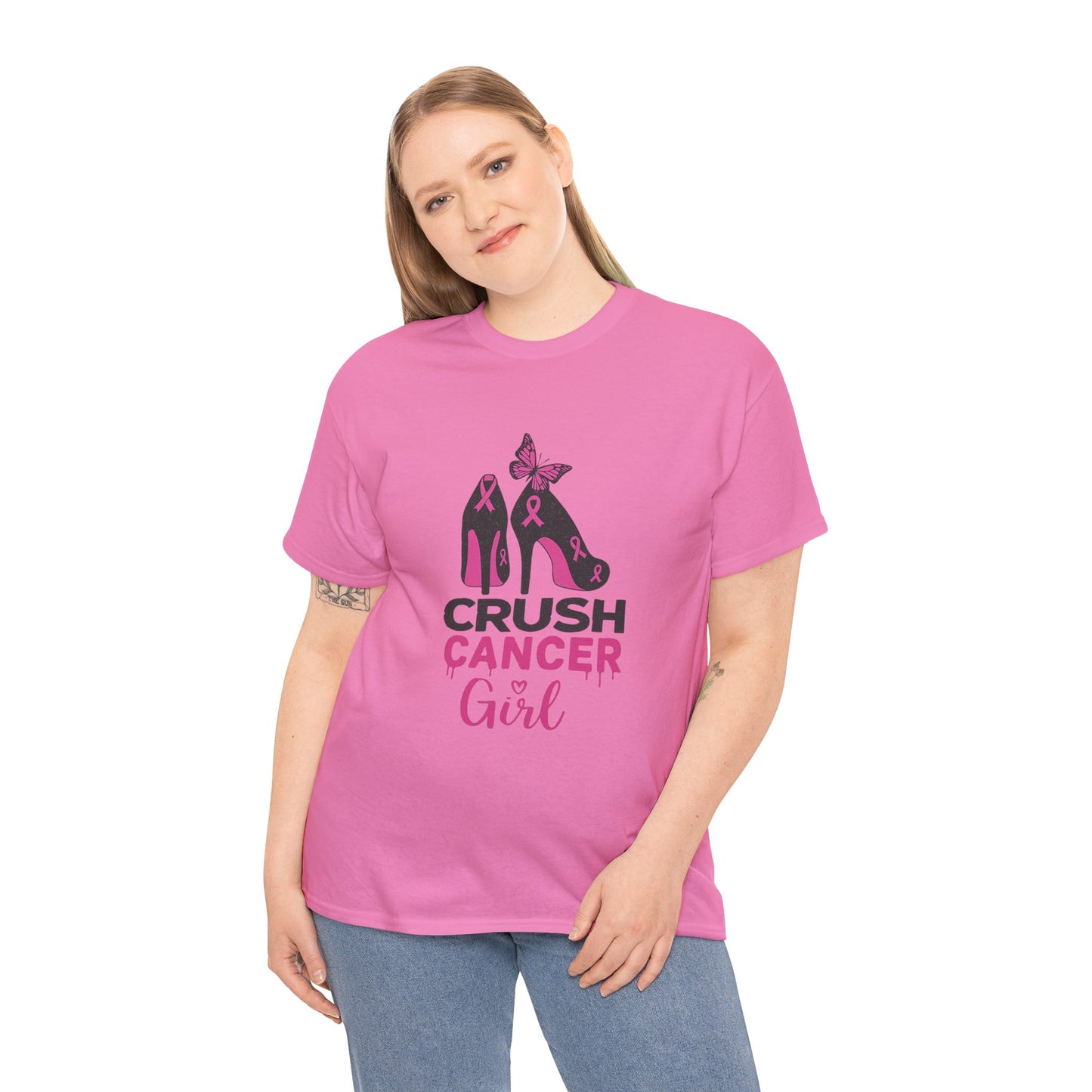 Crush Cancer Girl Tee: High Heels, Pink Ribbon, Hope