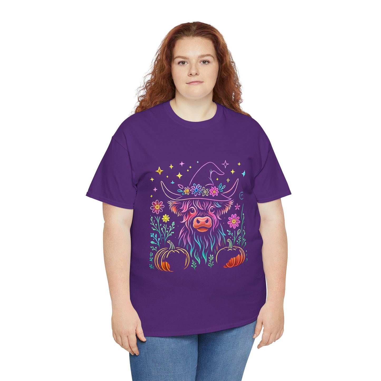 🎃 Magical Highland Cow Tee – Witchy Pumpkin Farm Shirt