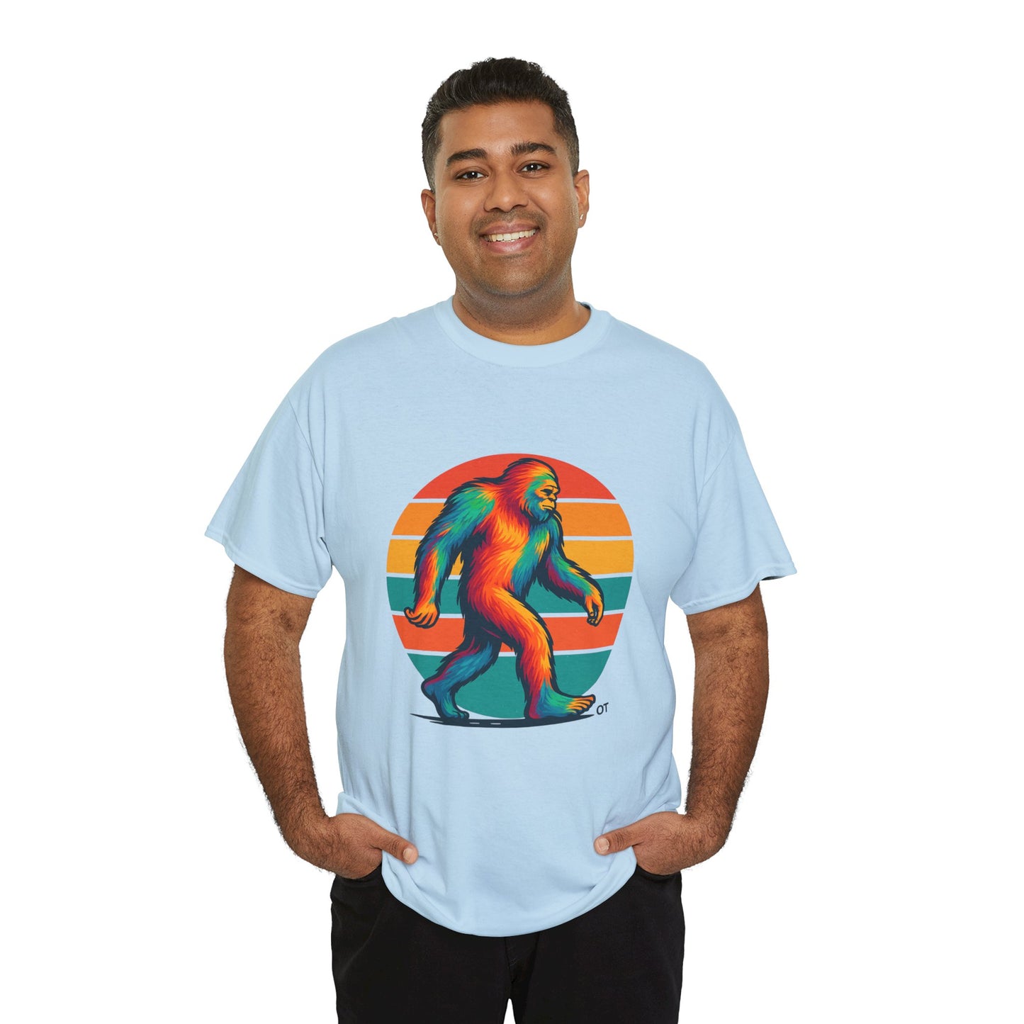 Colorful Bigfoot Unisex T-Shirt, Fun Graphic Tee for Nature Lovers, Perfect for Holidays, Festivals, Camping, Gifts