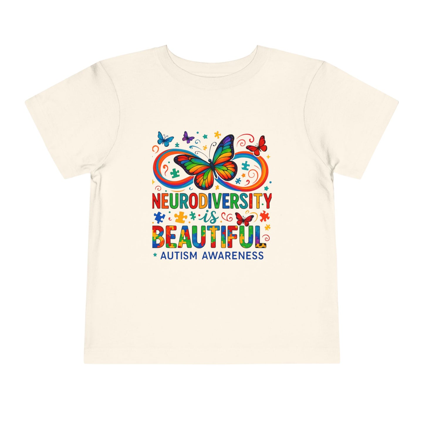 Toddler Tee - Neurodiversity is Beautiful Butterfly Rainbow Puzzle Piece Tee
