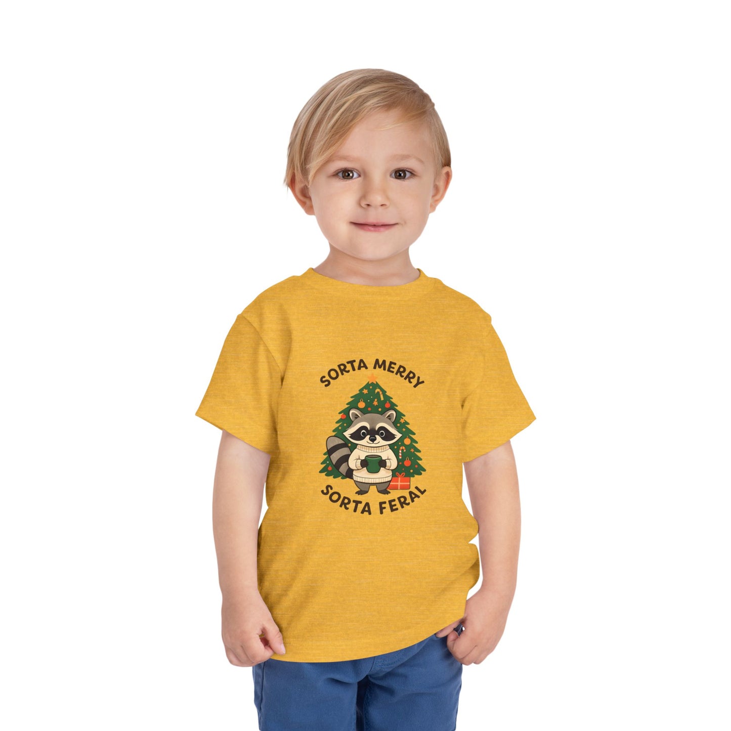 Sorta Merry Sorta Feral Raccoon Toddler Christmas Tee