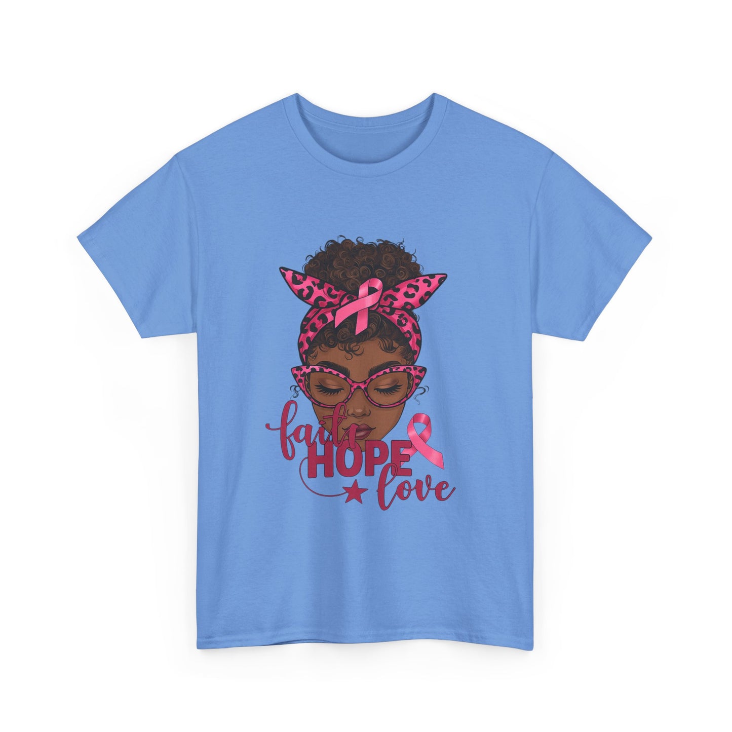 Hope Love Faith Black Woman Pink Ribbon Tee