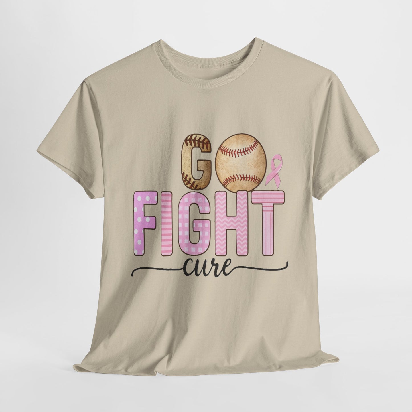 Go Fight Cure Baseball Pink Ribbon Awareness Tee