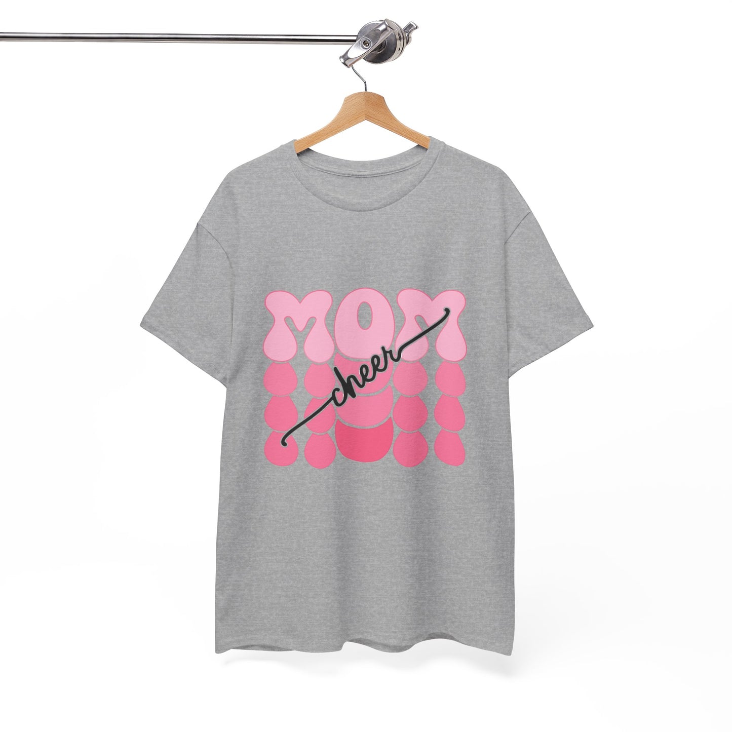 MOM Cheer – Pink Bubble Letter Spirit Tee