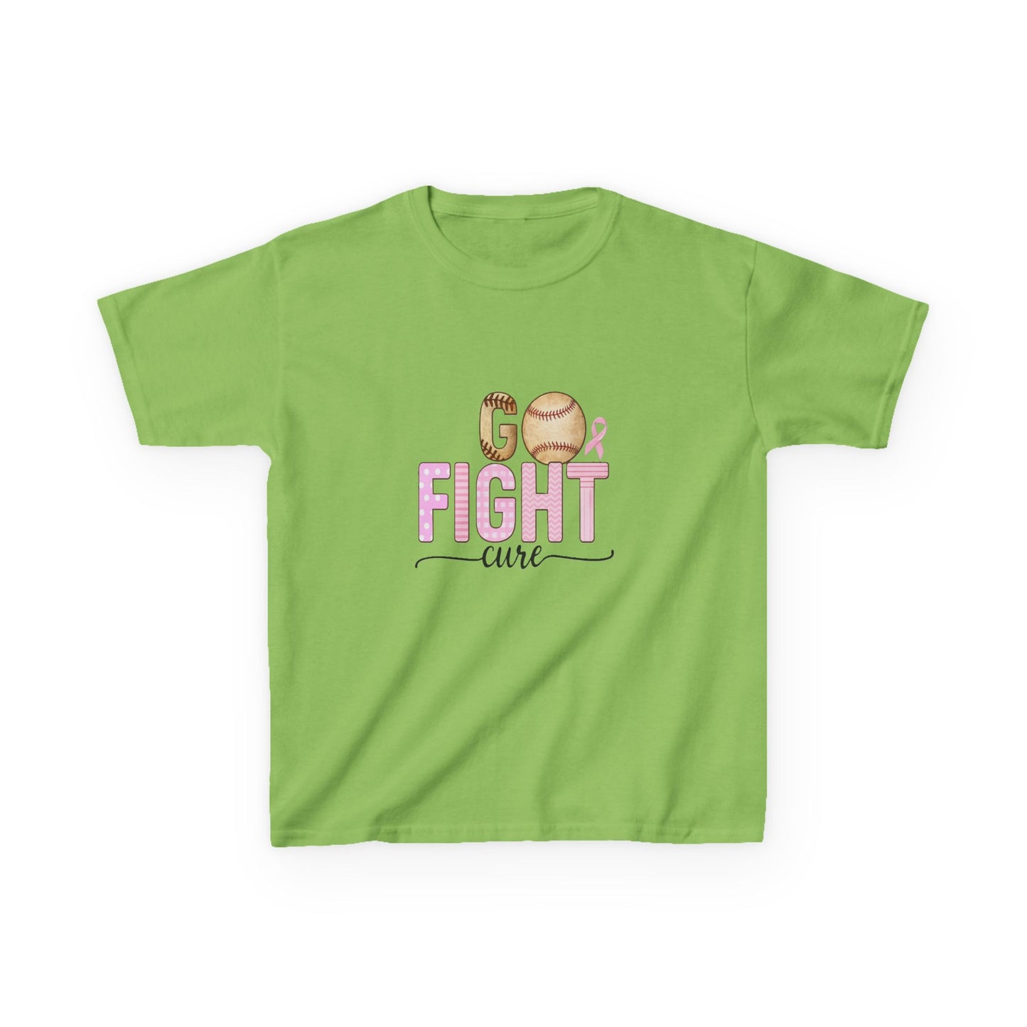 Go Fight Cure Baseball Pink Ribbon Kids Christmas Tee