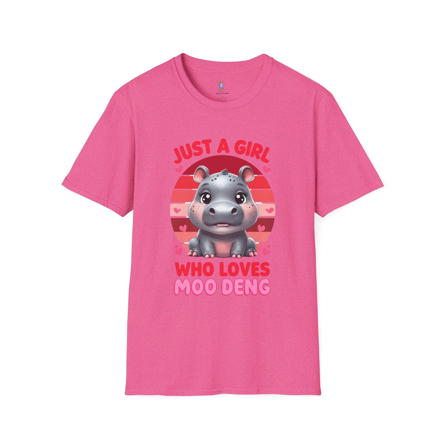 Just a Girl Who Loves Moo Deng Unisex Softstyle T-Shirt | Cute Hippo Tee, Animal Lover Shirt, Gift for Kids, Summer Wear, Birthday Present