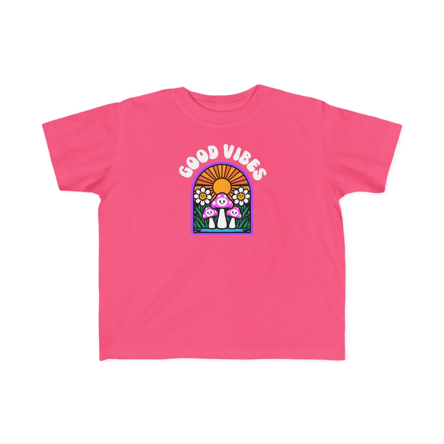 Toddler's Good Vibes Tee - Bright Jersey T-Shirt for Kids, Fun Summer Wear, Gift for Birthdays, Playdates, Rainbow Theme