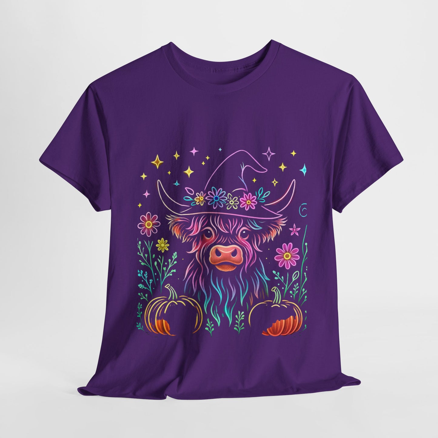 🎃 Magical Highland Cow Tee – Witchy Pumpkin Farm Shirt