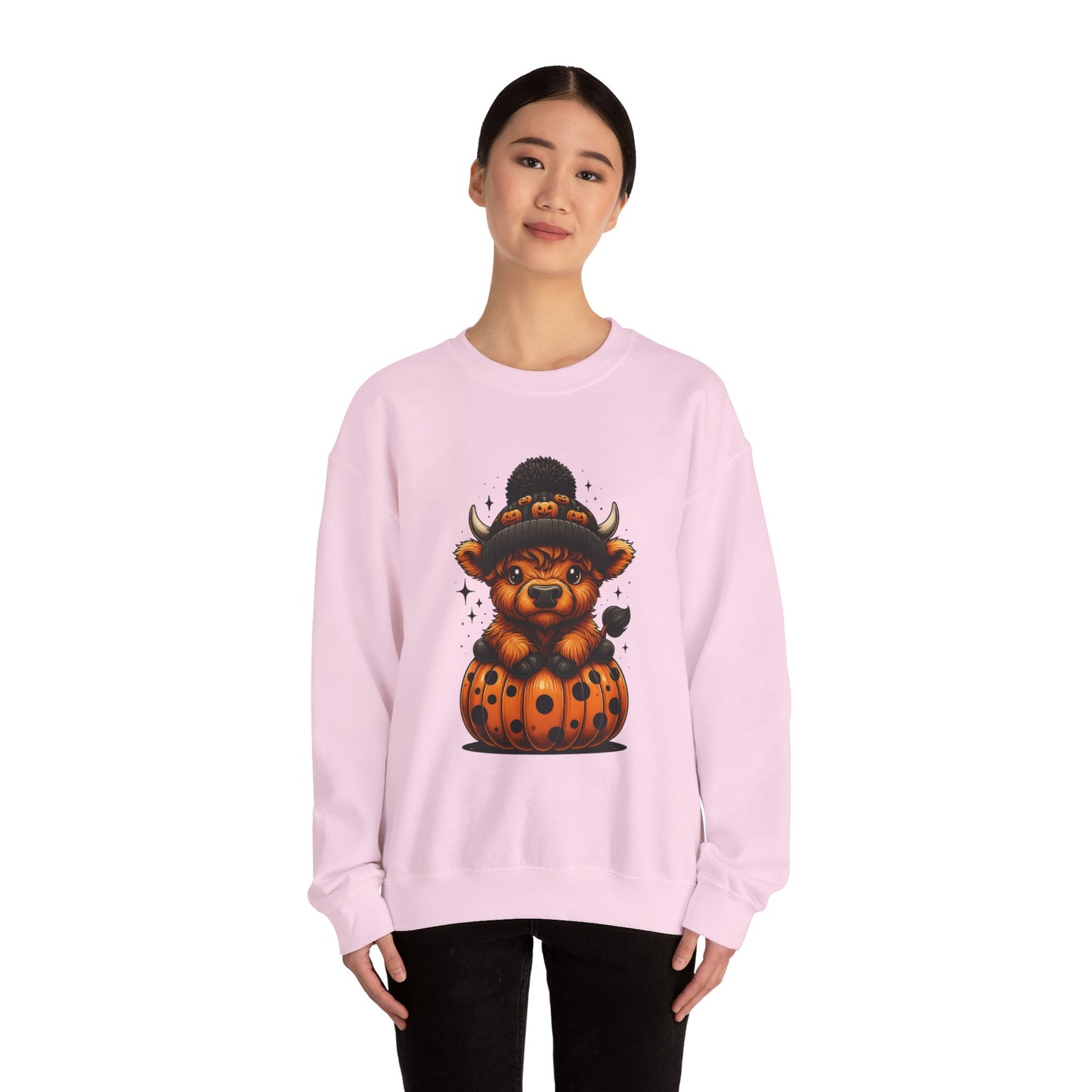 Halloween Cow Calf in Pumpkin Crewneck Sweatshirt